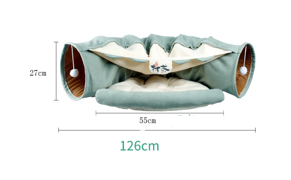 Collapsible Cat Tunnel with Mat – Fun & Cozy Hideout!