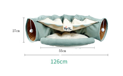 Collapsible Cat Tunnel with Mat – Fun & Cozy Hideout!