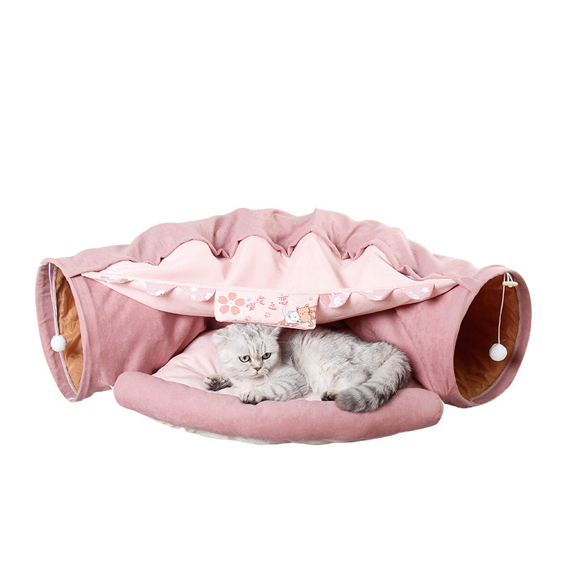 Collapsible Cat Tunnel with Mat – Fun & Cozy Hideout!